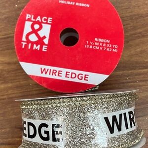 Place & Time Antique Silver Wire Edge Ribbon 2 pack